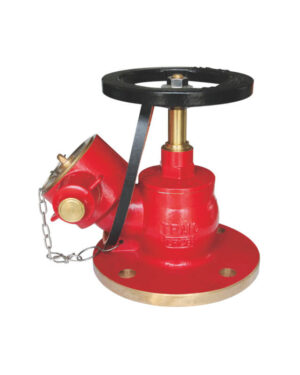Oblique type wet landing valve